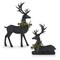 Set of 2 Matte Black Modern Deer with Pine Wreaths – Contemporary Christmas Décor